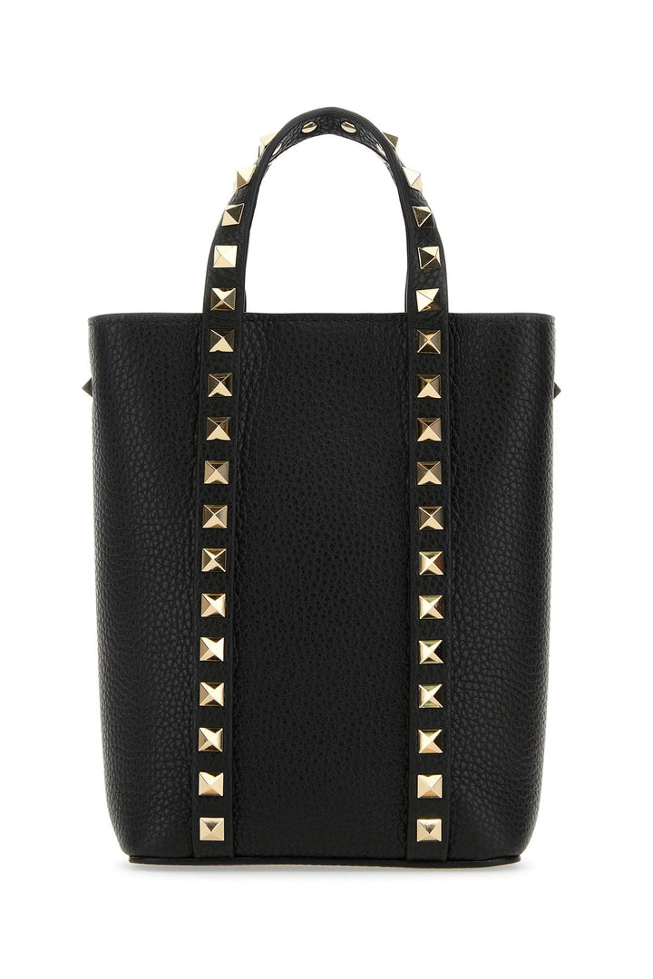 Black leather Rockstud handbag