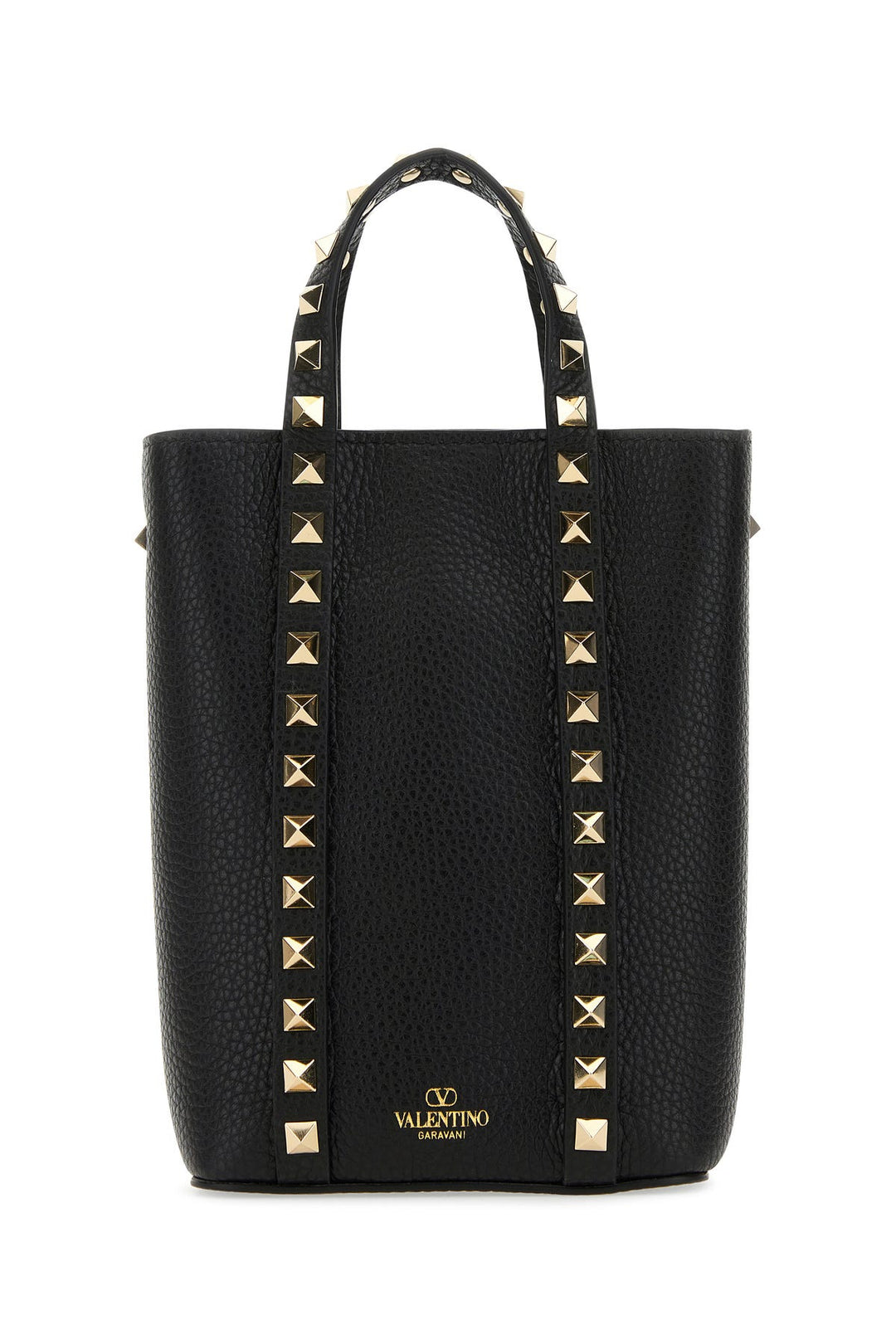 Black leather Rockstud handbag