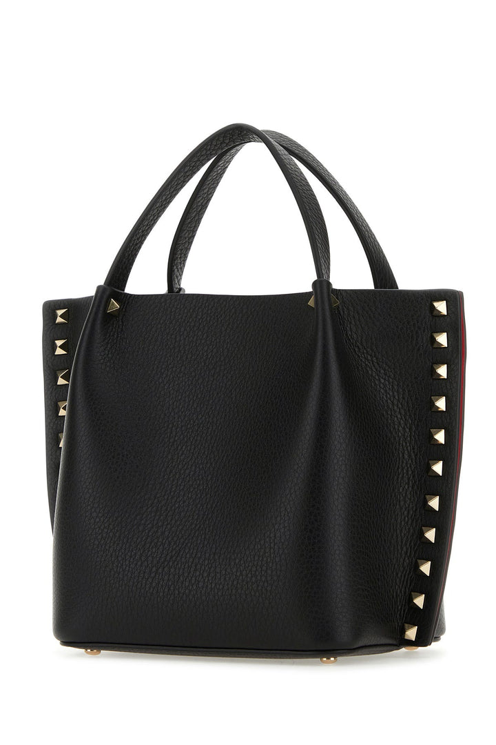 Black leather Rockstud handbag