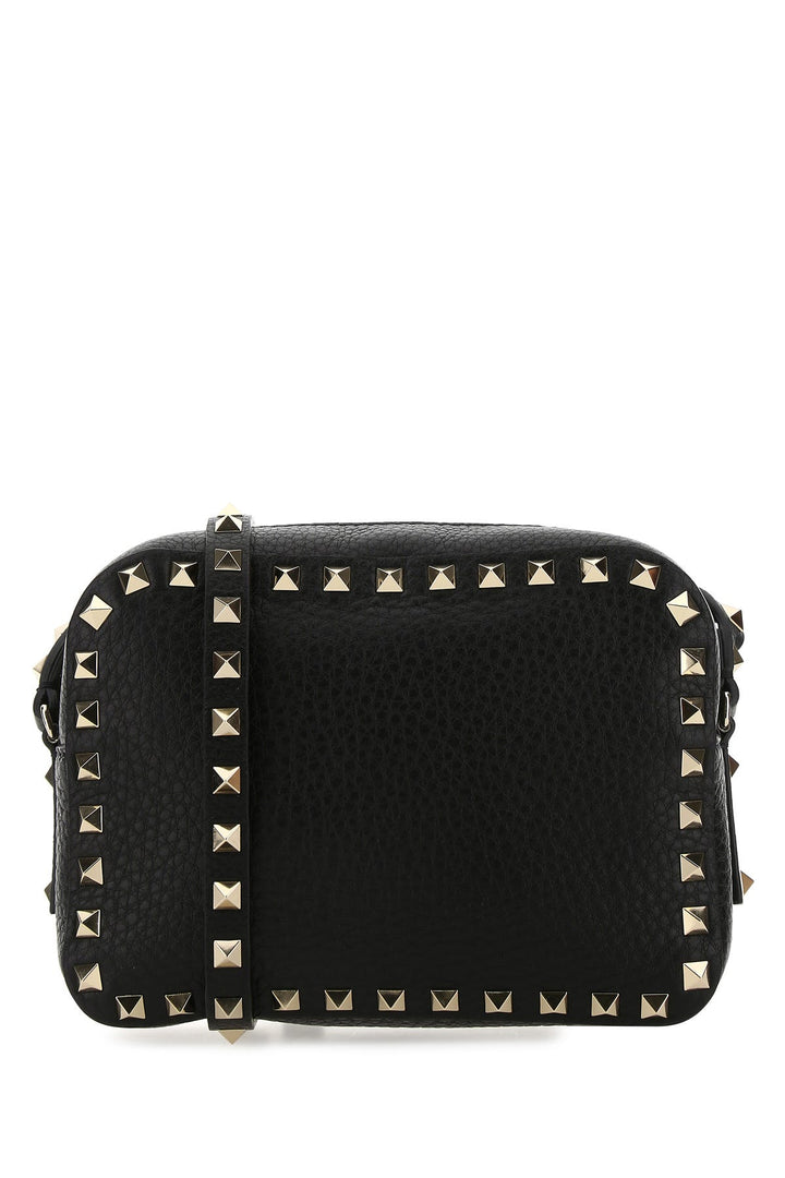 Black leather small Rockstud crossbody bag