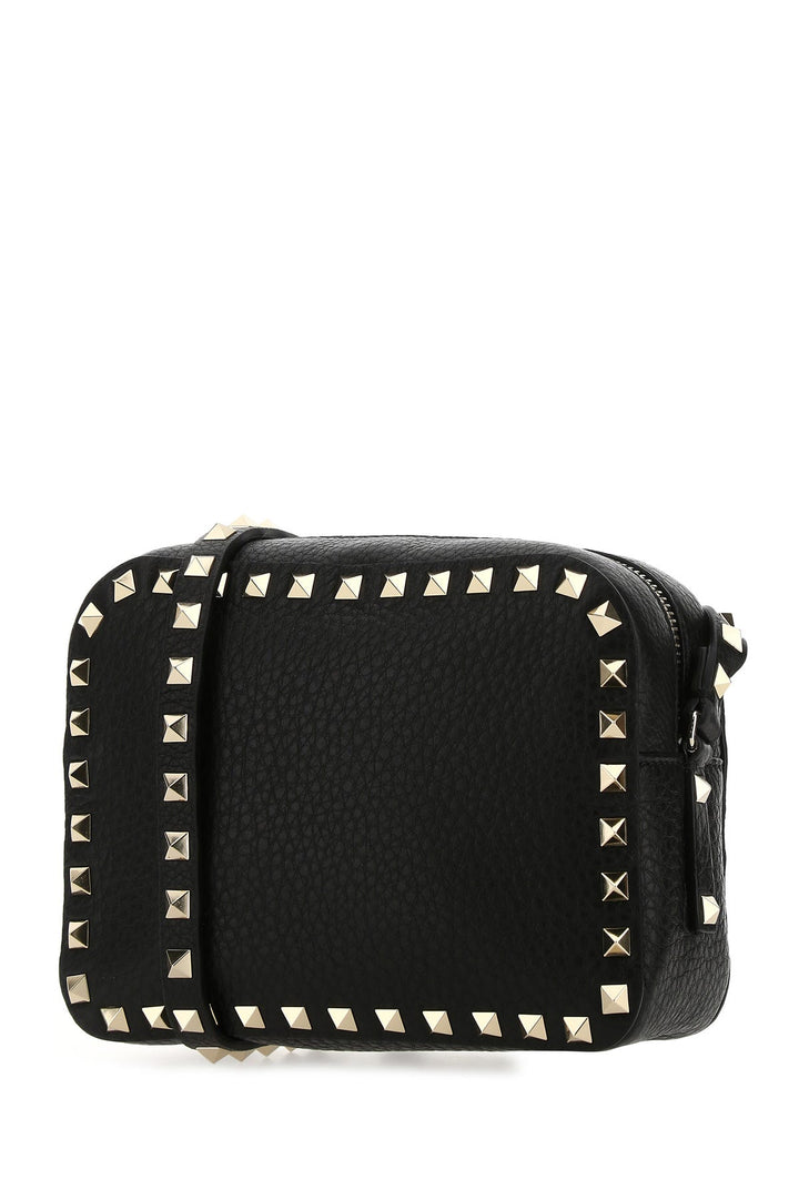 Black leather small Rockstud crossbody bag