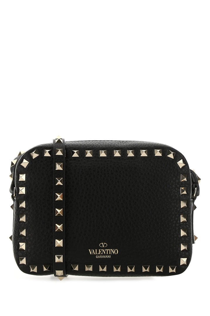 Black leather small Rockstud crossbody bag