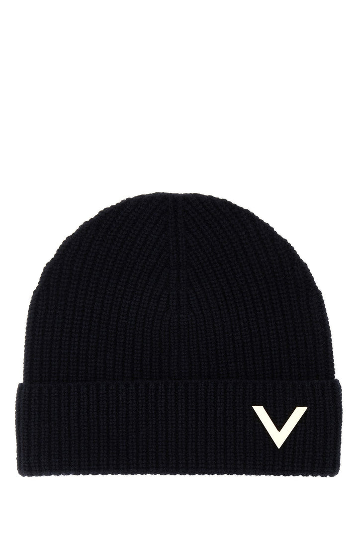 Black cashmere beanie hat