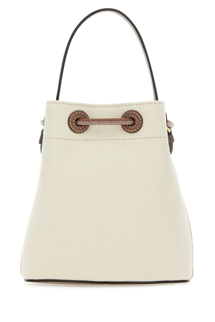 Two-tone canvas and leather mini TB bucket bag