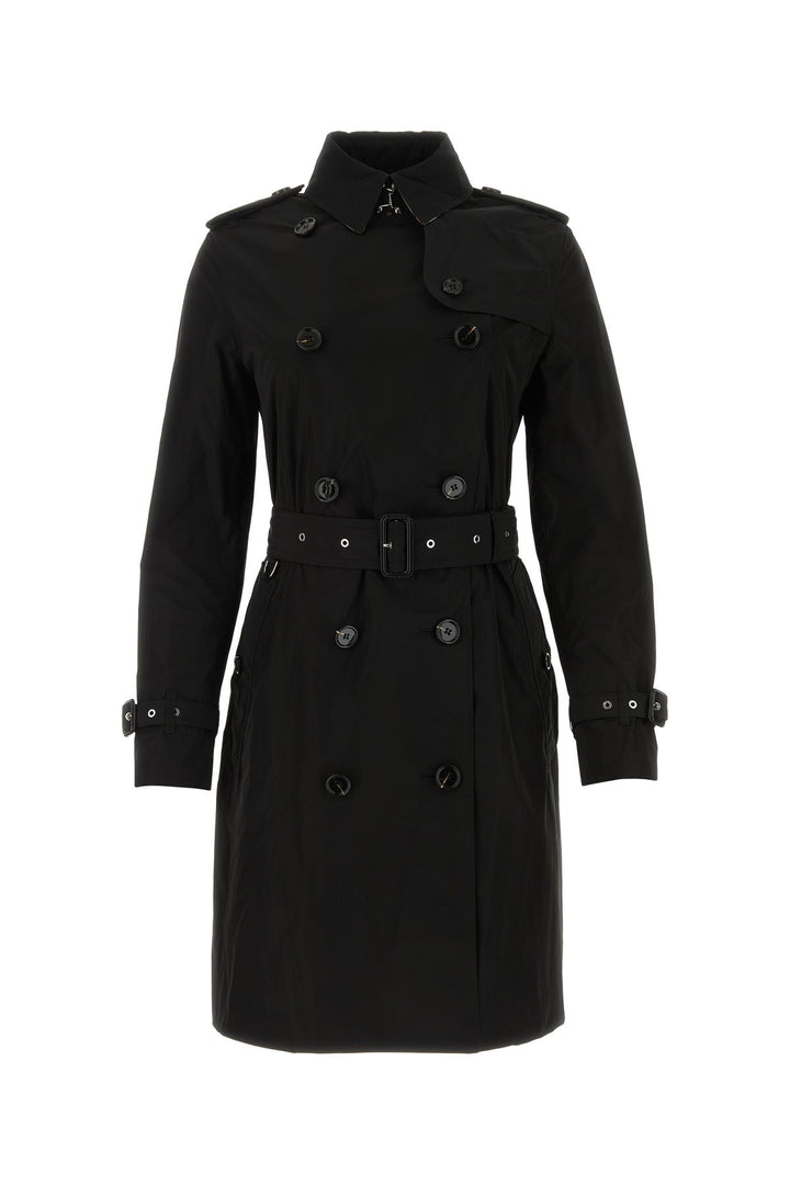 Black polyester trench coat