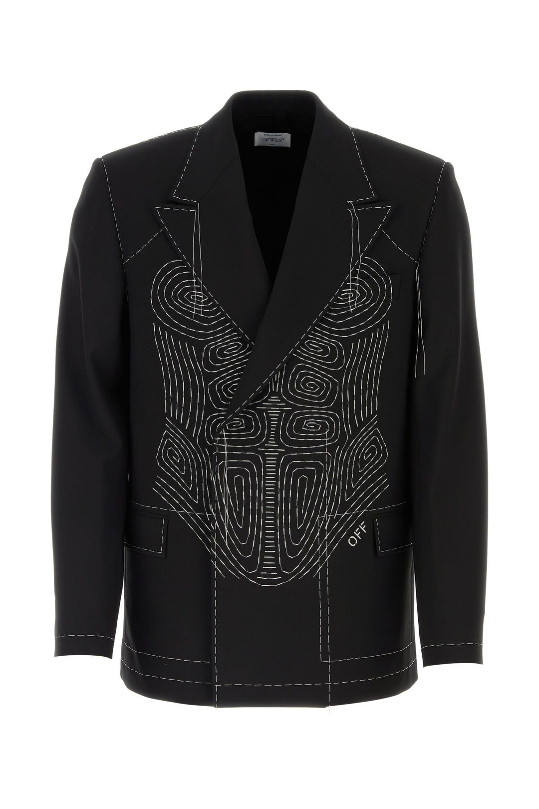 Black stretch polyester blend blazer