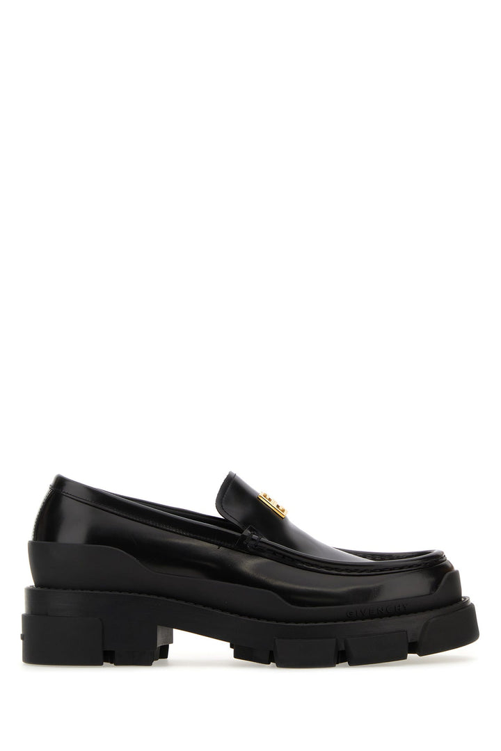 Black leather Terra loafers