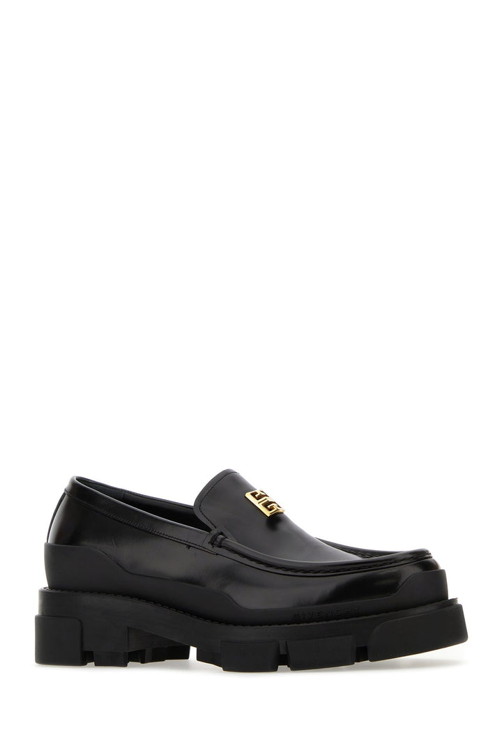 Black leather Terra loafers