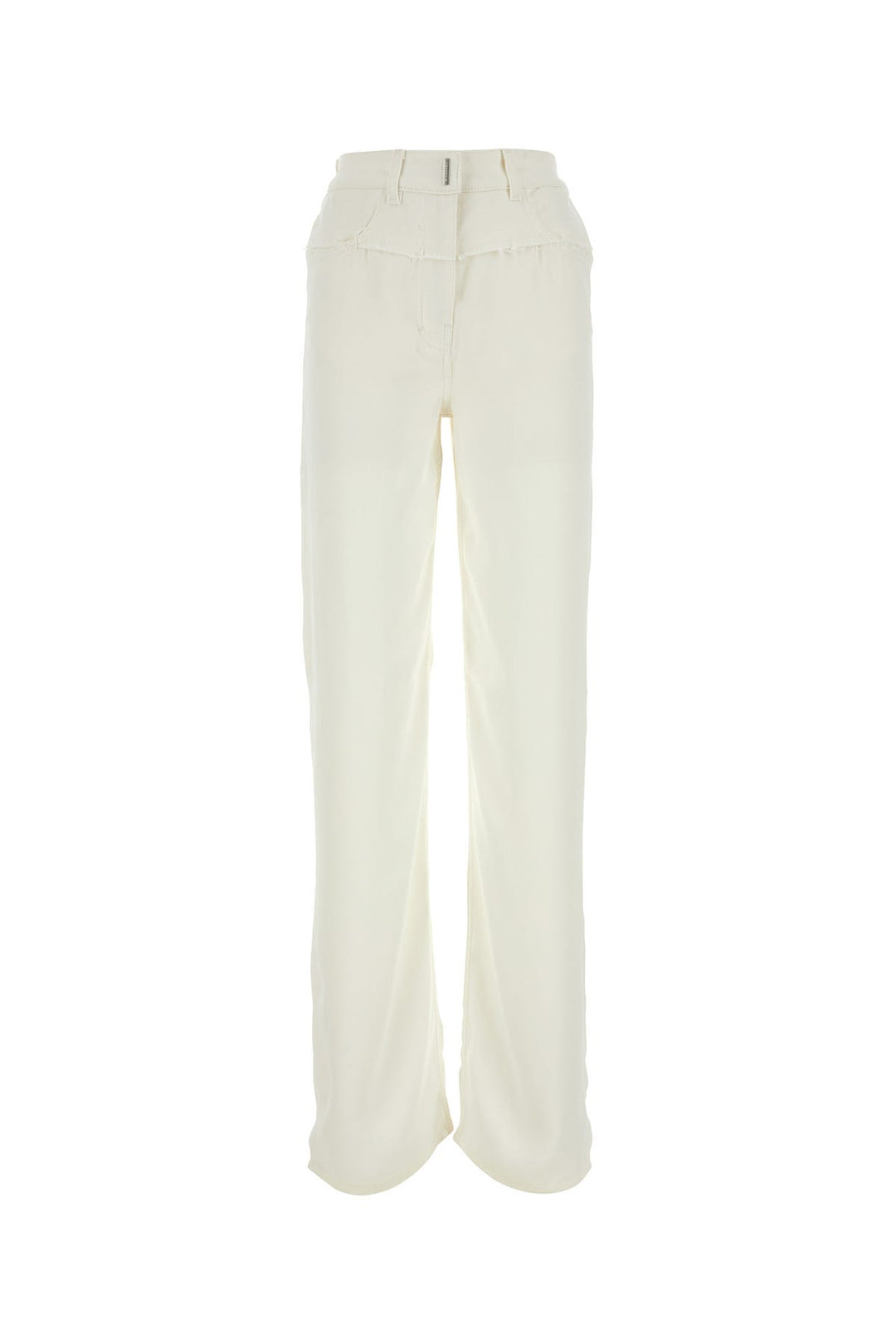 Ivory viscose and denim jeans