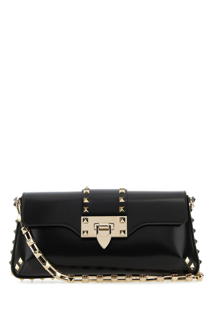 Black leather Rockstud shoulder bag