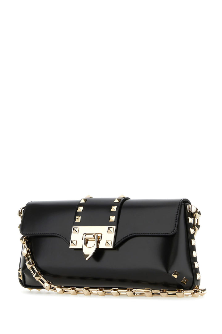 Black leather Rockstud shoulder bag