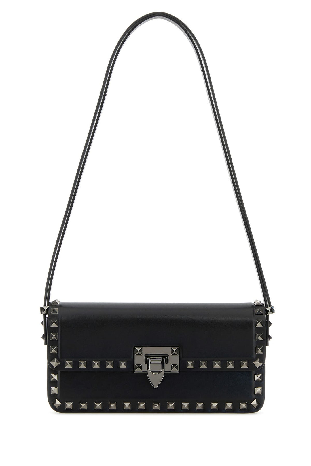 Black leather Rockstud shoulder bag