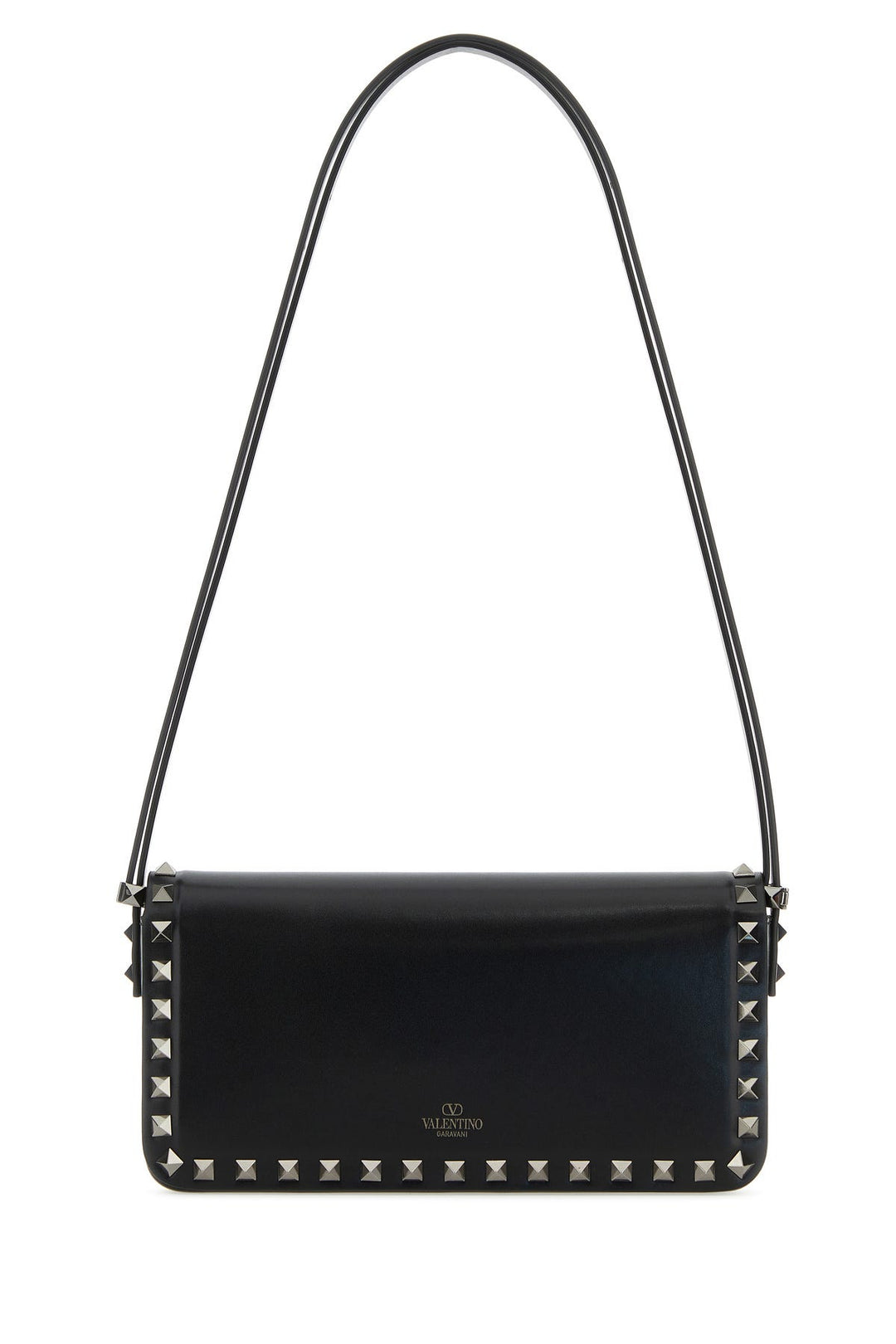 Black leather Rockstud shoulder bag