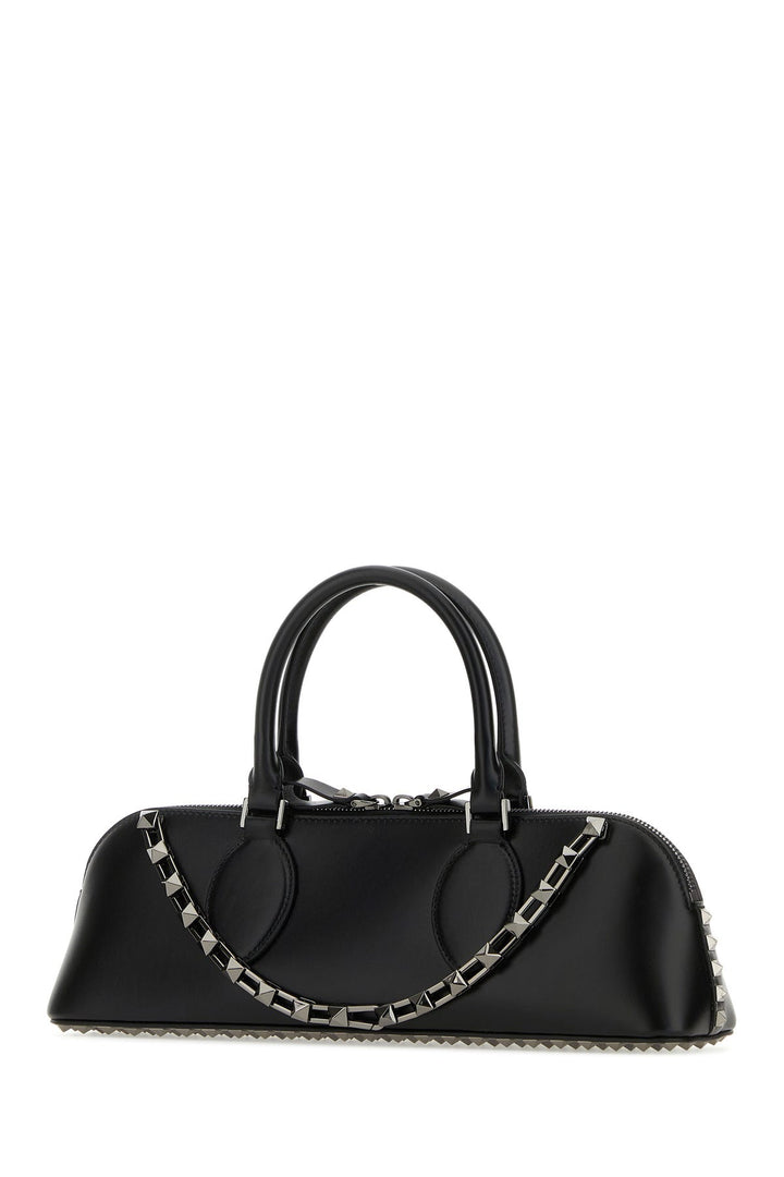 Black leather Rockstud East-West handbag