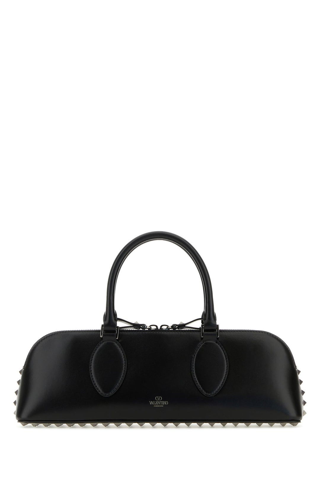 Black leather Rockstud East-West handbag