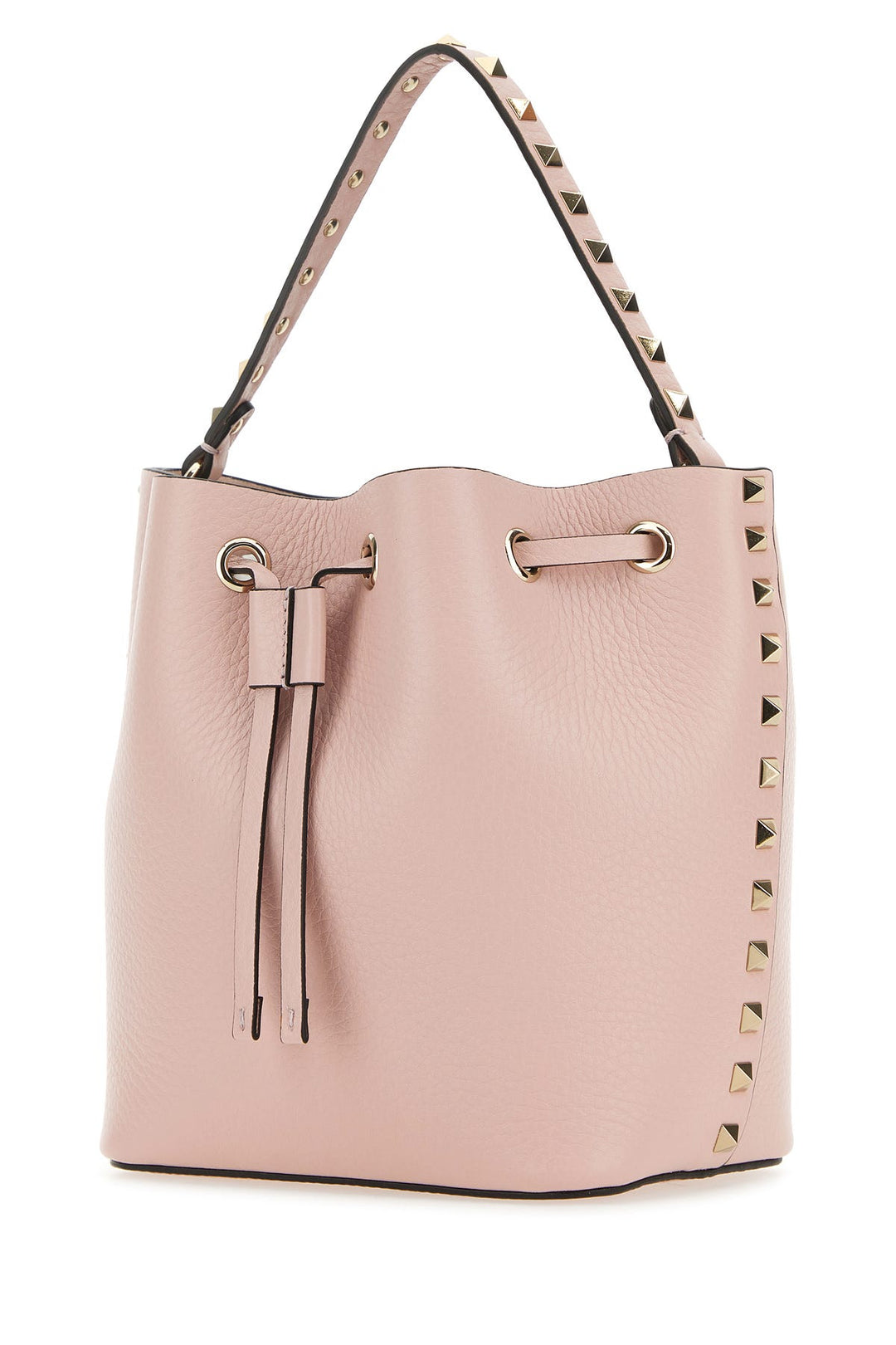 Light pink leather Rockstud bucket bag