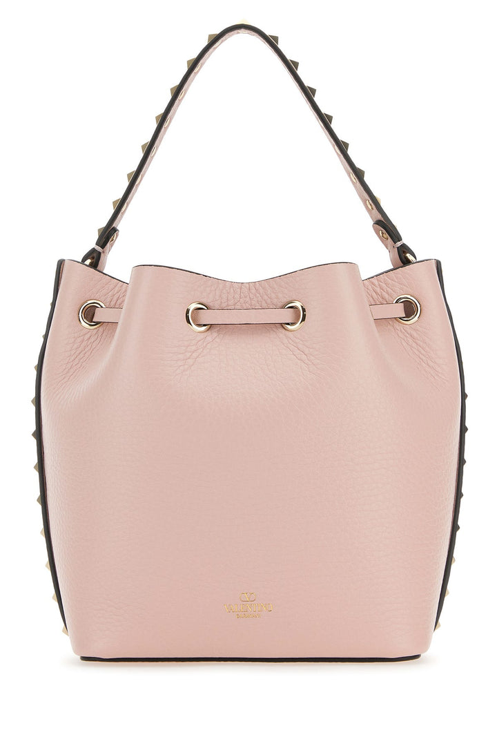 Light pink leather Rockstud bucket bag