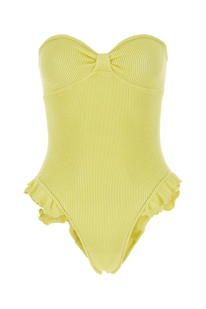 Pastel yellow stretch nylon Laila swimsuit