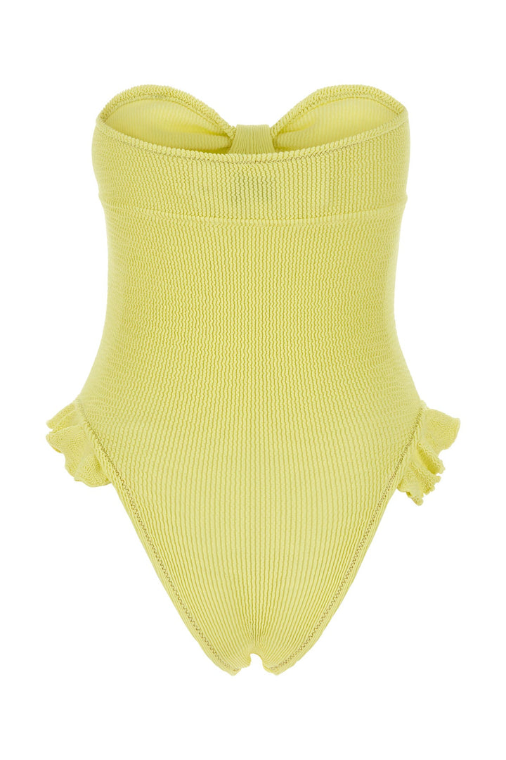 Pastel yellow stretch nylon Laila swimsuit