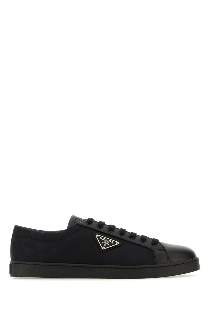 Black leather and Re-Nylon sneakers