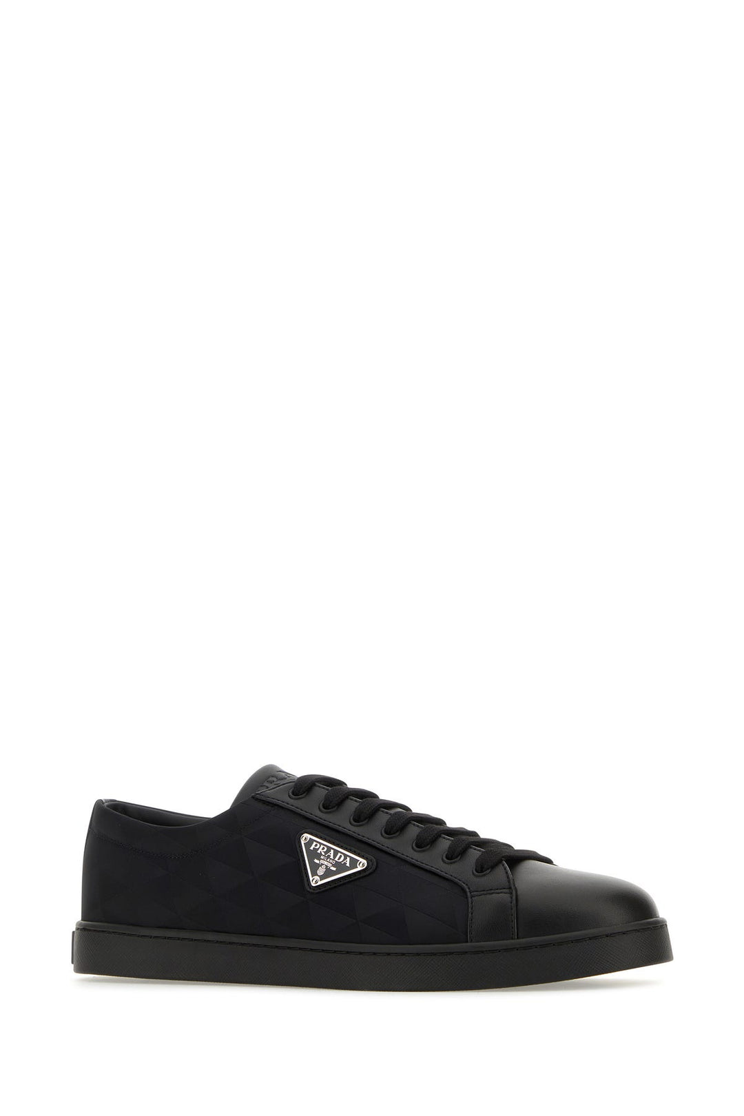 Black leather and Re-Nylon sneakers