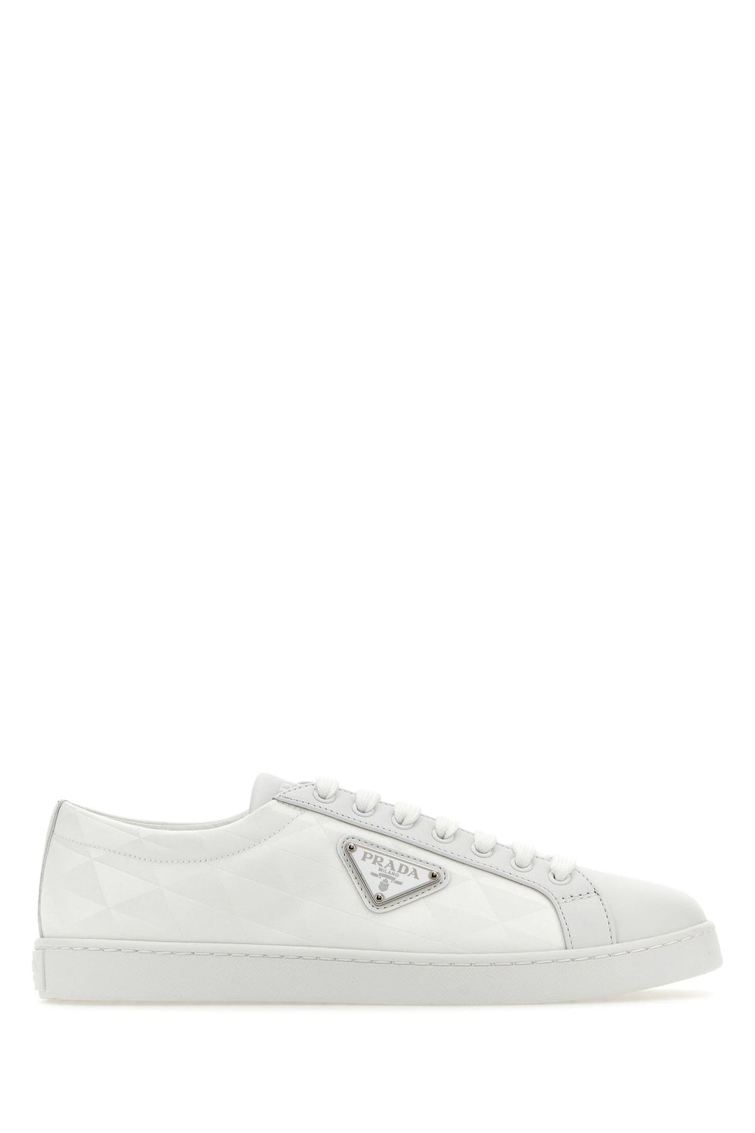 White nylon and leather sneakers