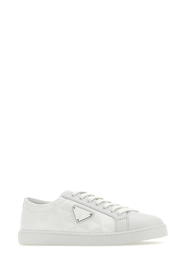 White nylon and leather sneakers