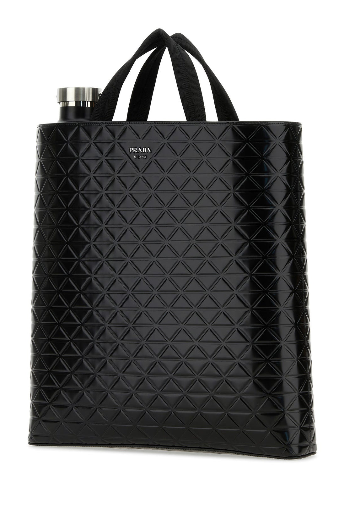 Black leather shopping bag