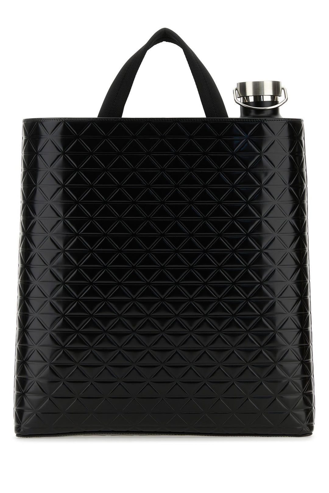 Black leather shopping bag