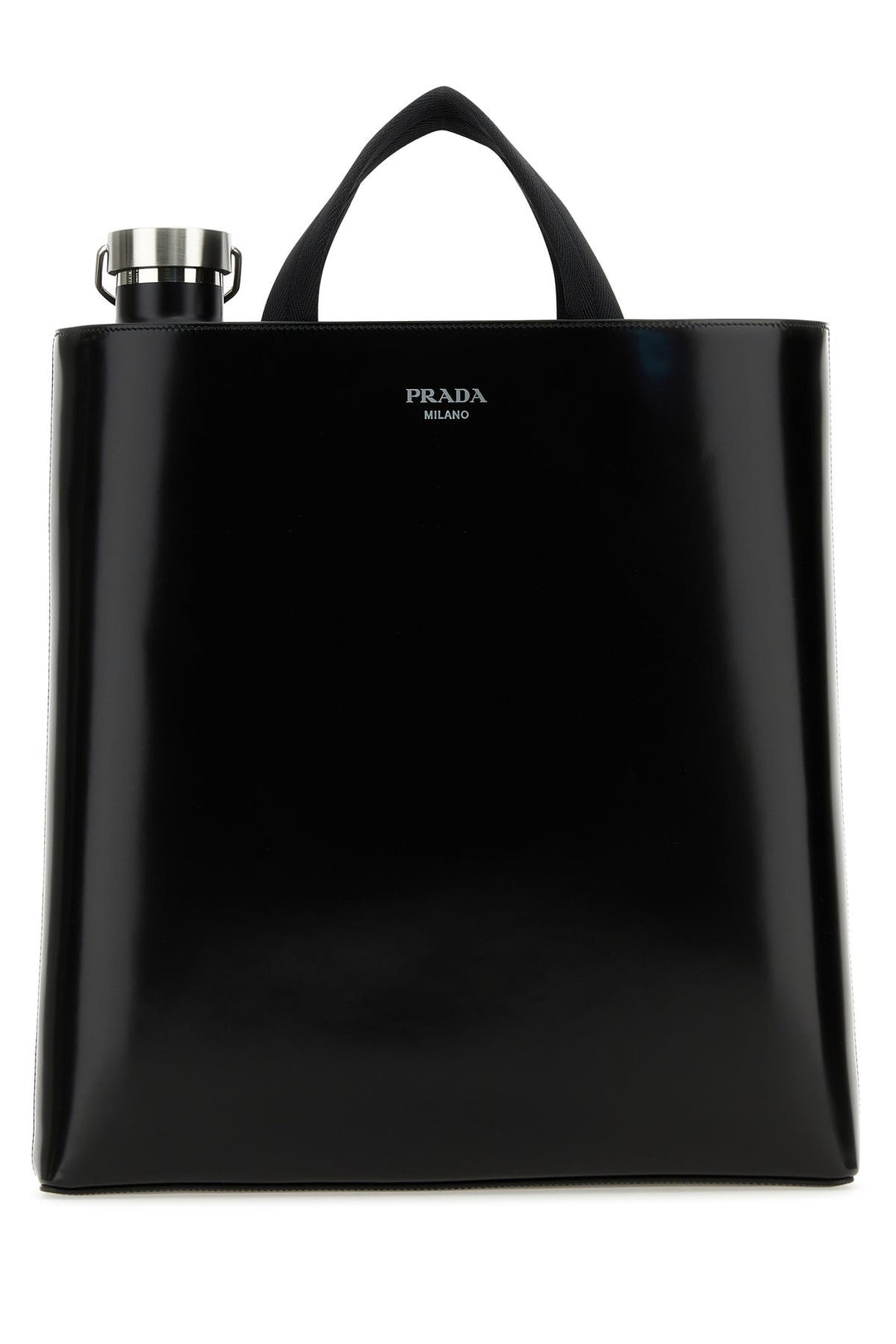 Black leather shopping bag