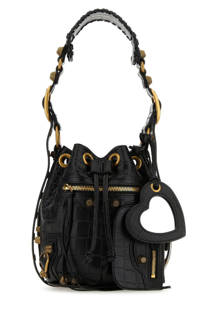 Black leather Le Cagole XS bucket bag