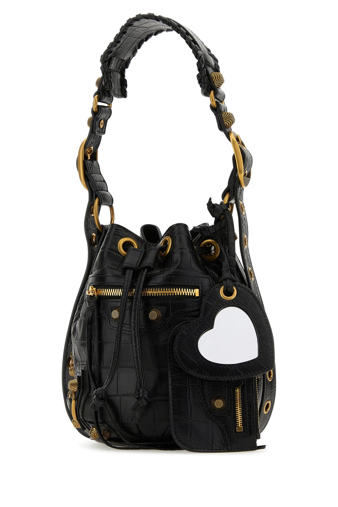 Black leather Le Cagole XS bucket bag