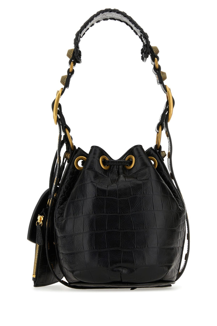 Black leather Le Cagole XS bucket bag