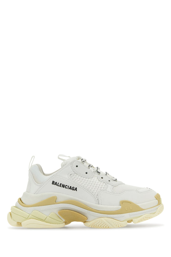 White fabric and synthetic leather Triple S sneakers