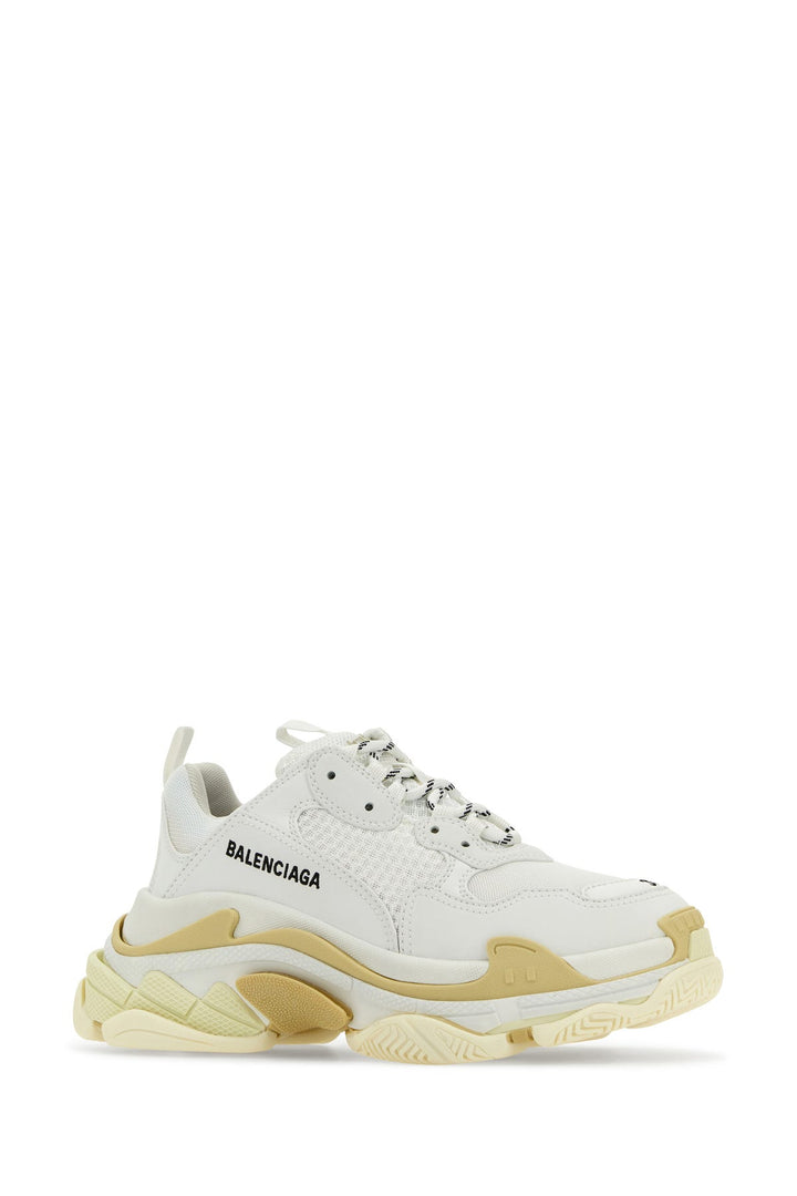 White fabric and synthetic leather Triple S sneakers