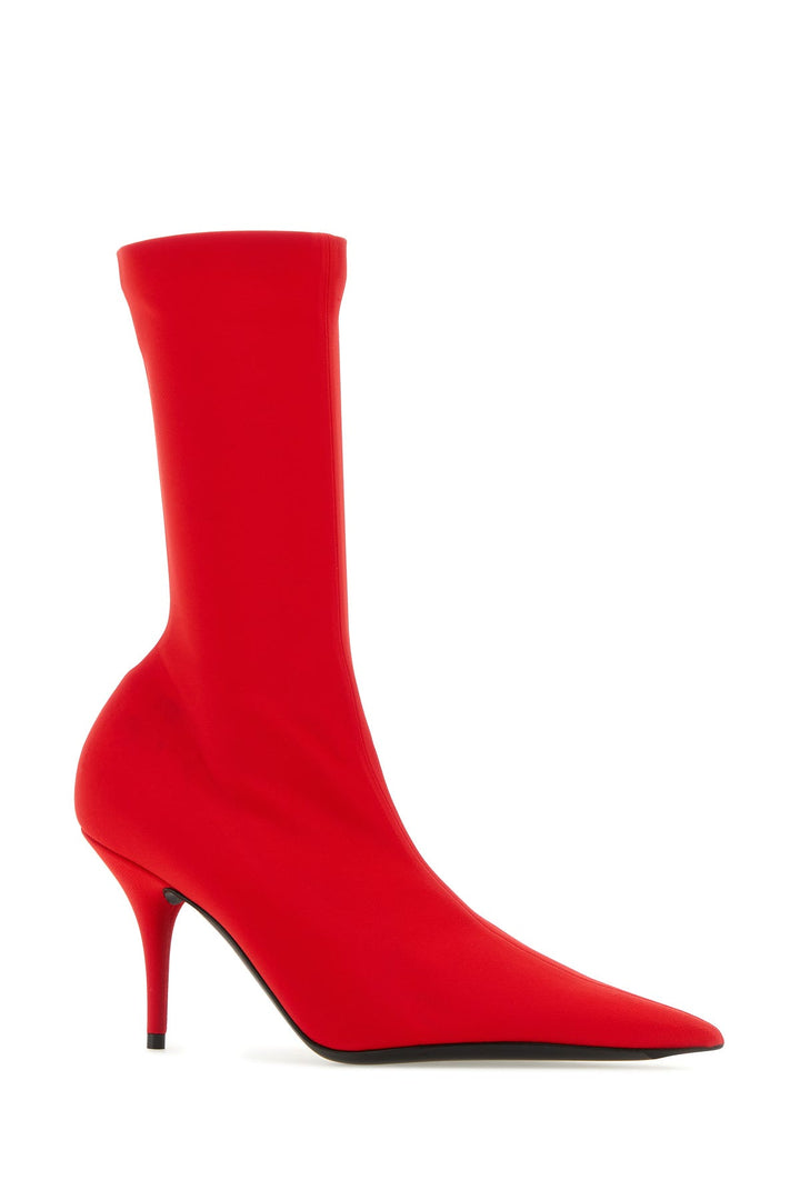 Red fabric Knife ankle boots