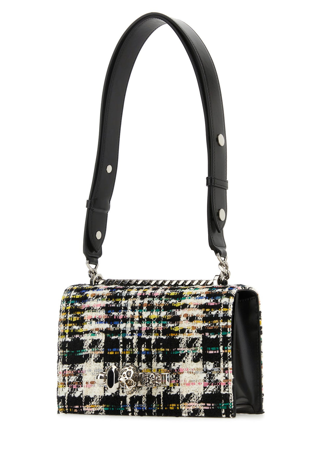 Multicolor tweed Skull shoulder bag