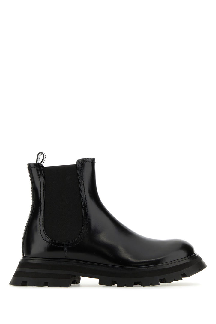 Black leather ankle boots