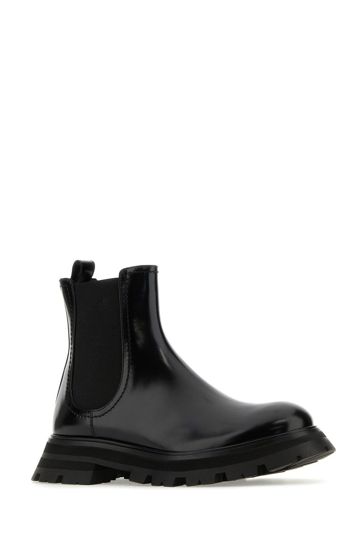 Black leather ankle boots