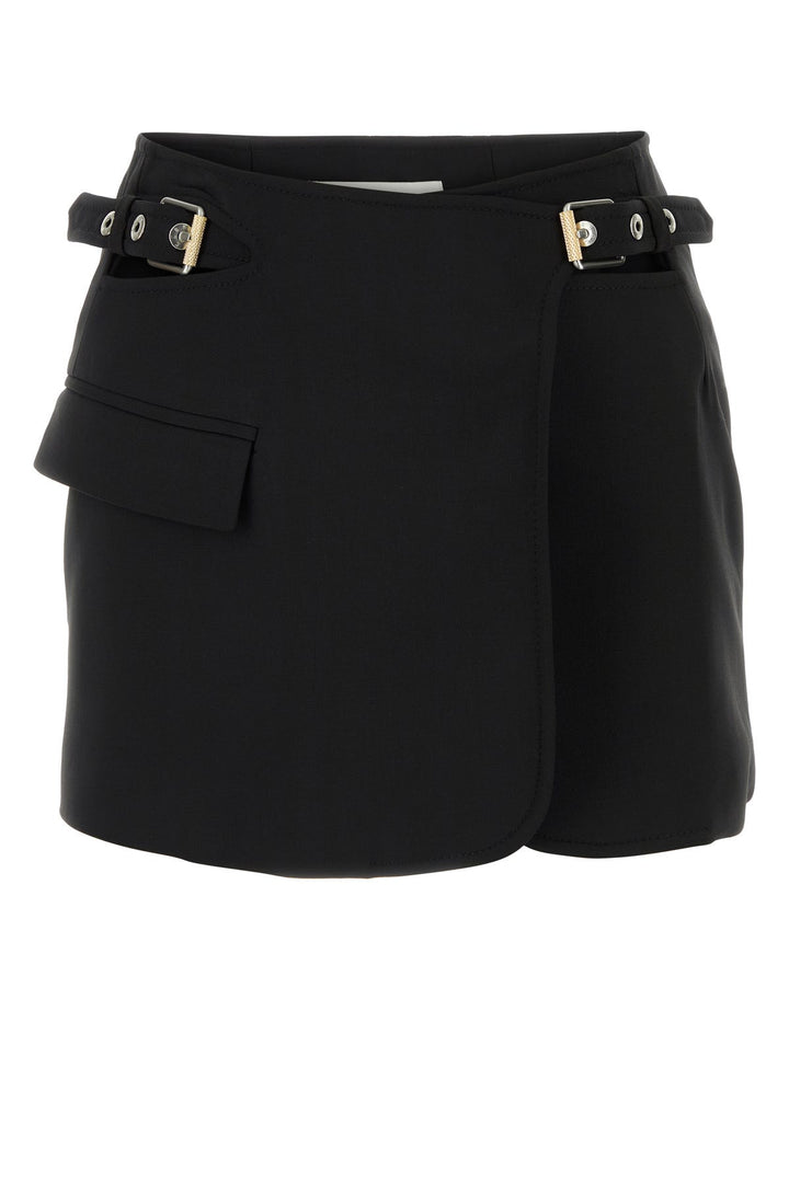 Black stretch polyester blend mini skirt