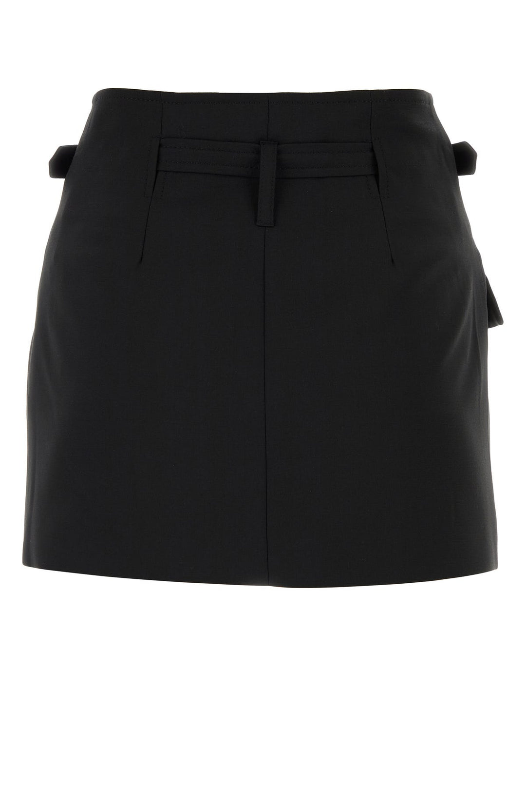 Black stretch polyester blend mini skirt