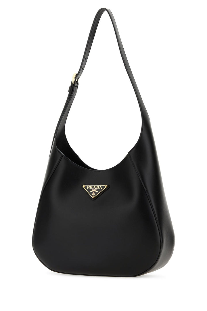 Black leather shoulder bag