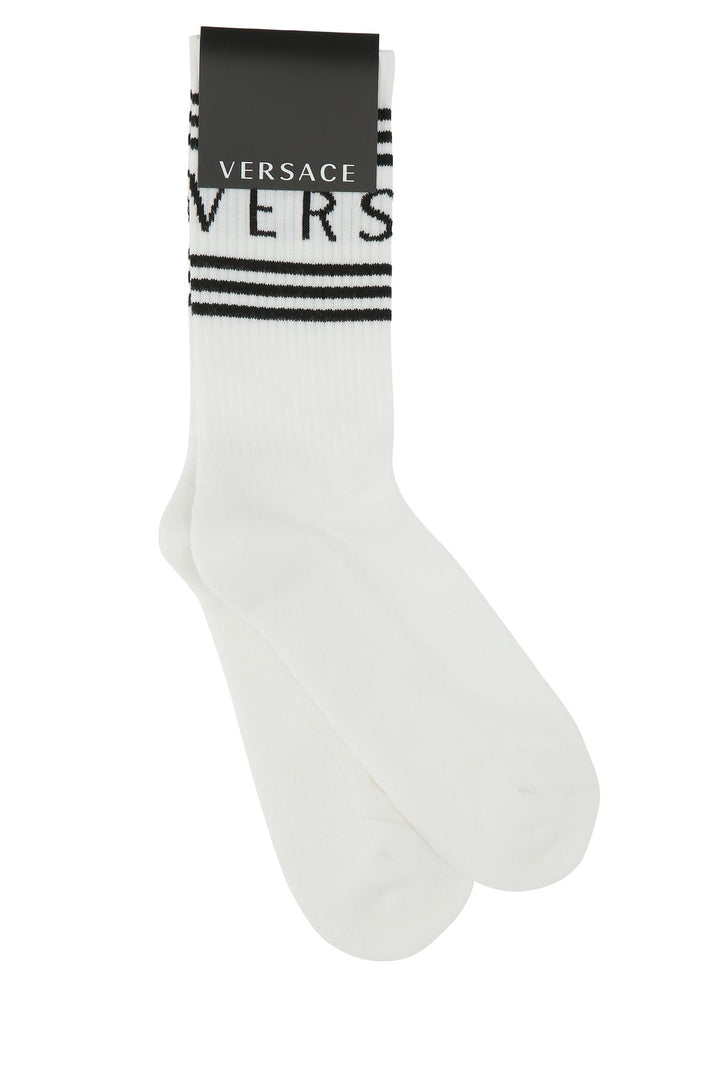 White stretch cotton blend socks