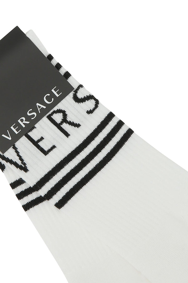 White stretch cotton blend socks