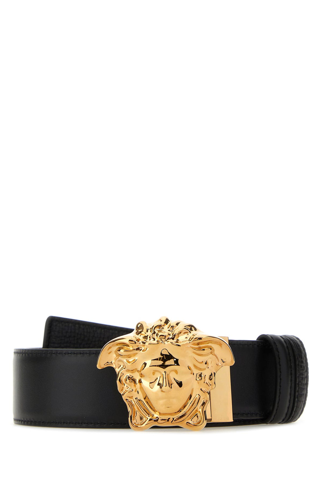 Black leather reversible belt