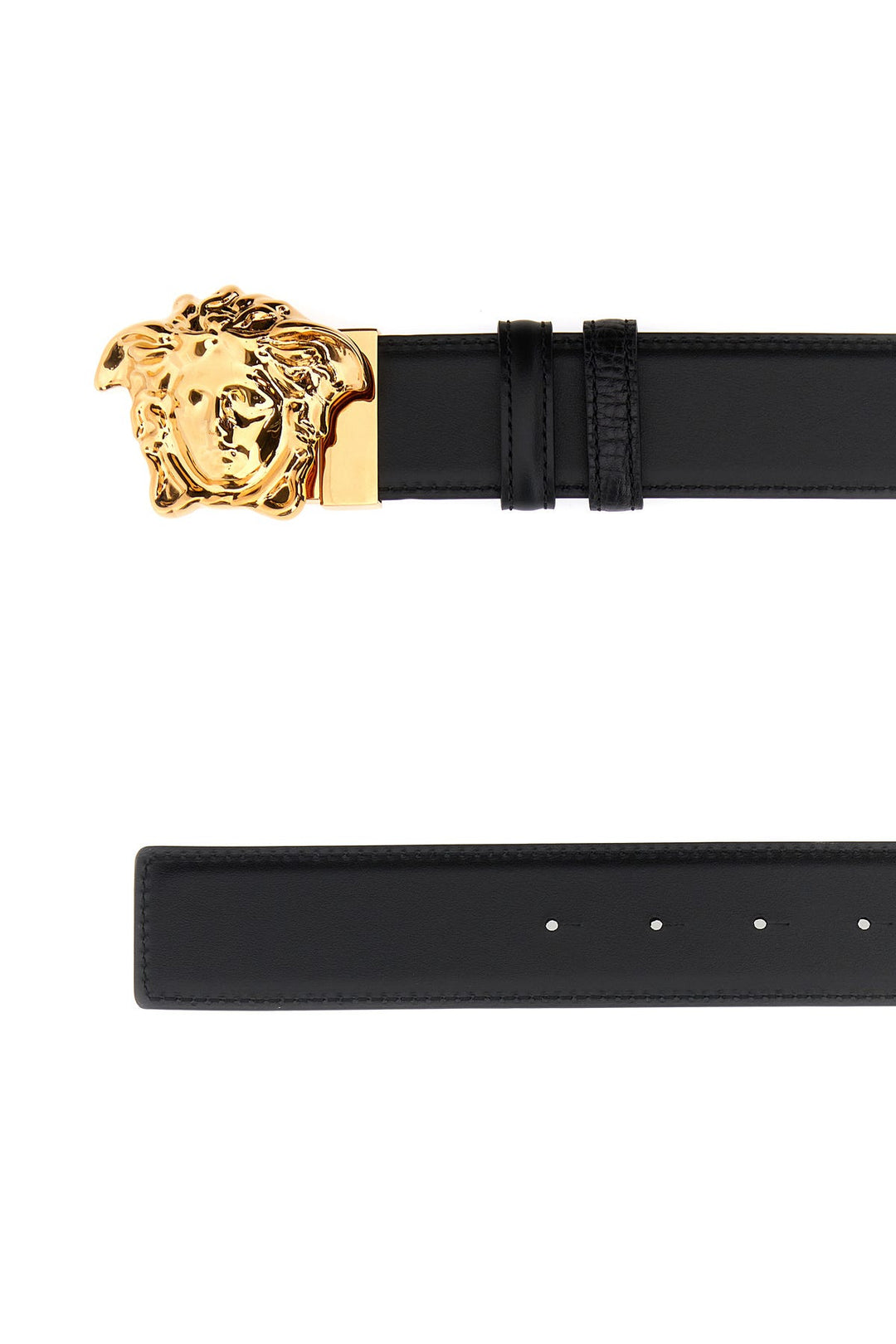 Black leather reversible belt