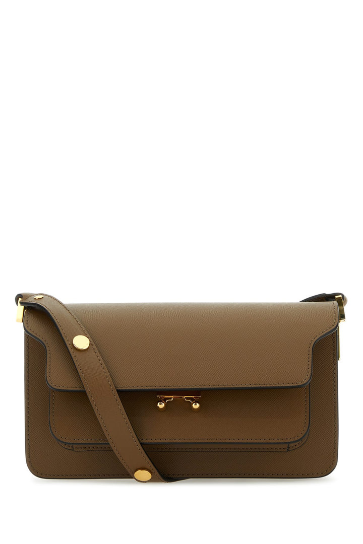 Brown leather Trunk E/W shoulder bag