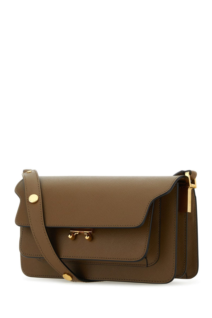 Brown leather Trunk E/W shoulder bag