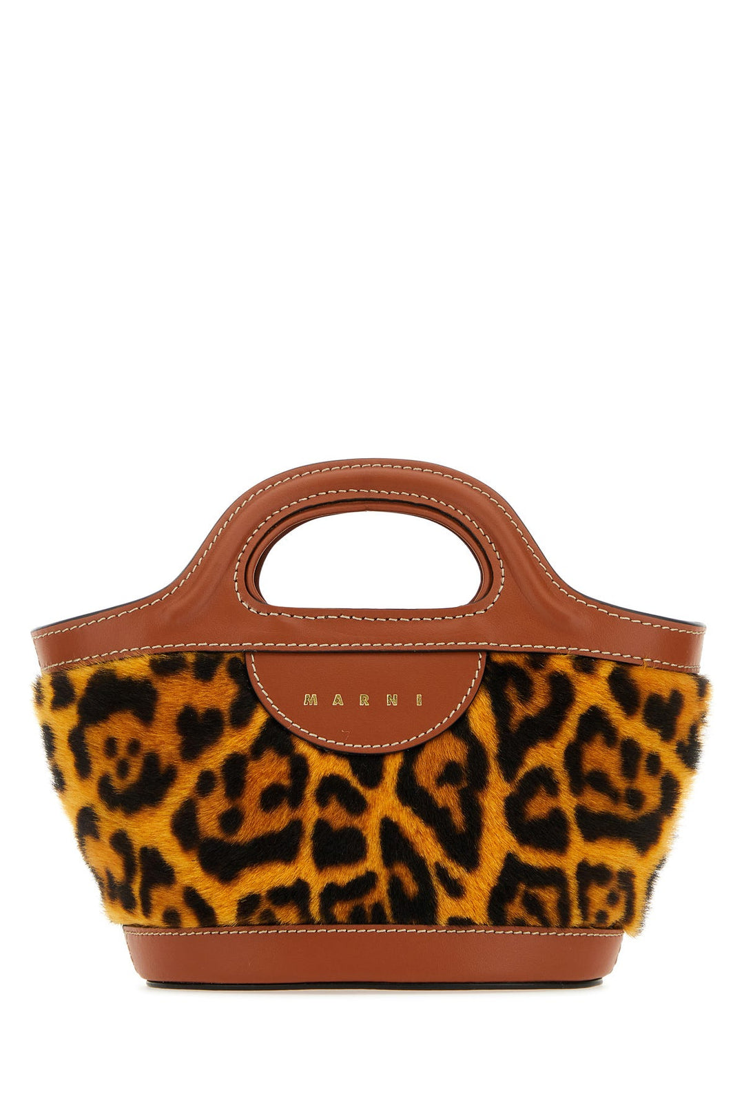 Printed shearling and leather micro Tropicalia handbag