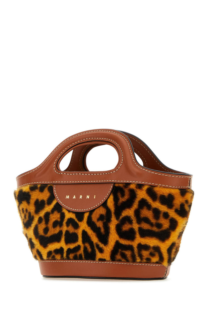 Printed shearling and leather micro Tropicalia handbag